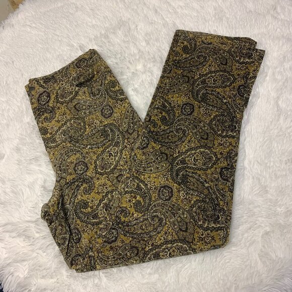 Van Heusen womens slacks SZ 12 stretch corduroy paisley wide straight legs - Picture 1 of 10